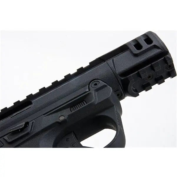 "Alt : Pistolet AAP-01C Action Army Noir compact et redesigné, performance efficace."