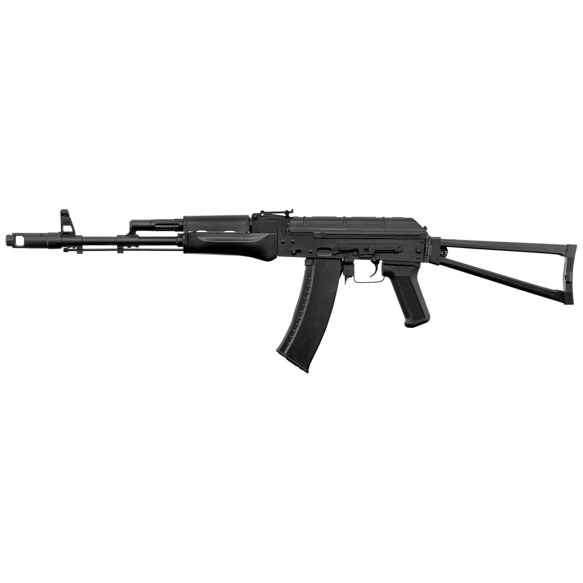Balise alt SEO : "AEG AKS-74N 1.0J avec corps en polymer noir, gearbox V3 métal, crosse repliable et hop-up ajustable"
