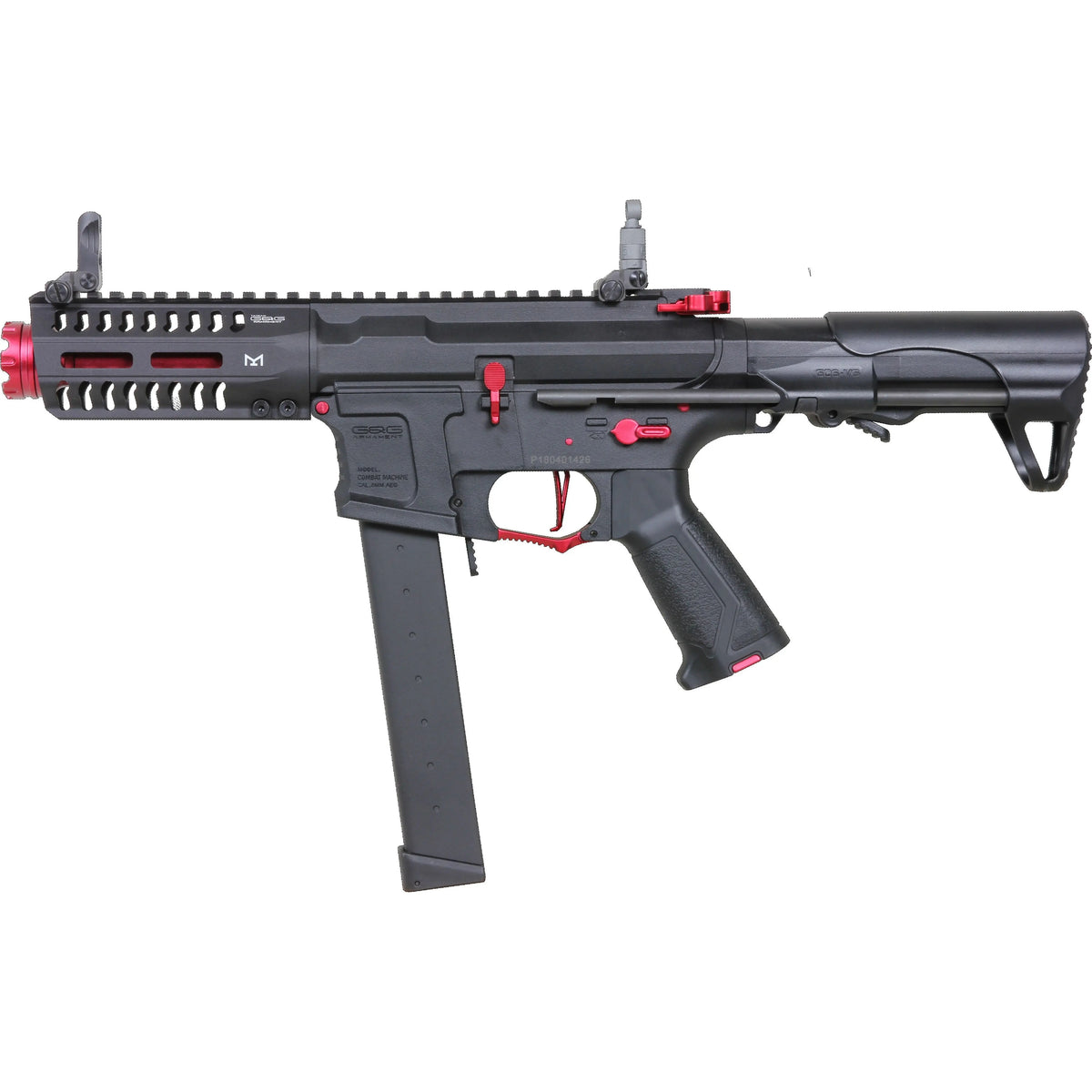 "Réplique airsoft AEG Arp9 Fire G&G rouge, style M4 avec chargeur 9MM, garde-main M-LOK, poignée ergonomique, ETU programmable, crosse PDW, 497mm,