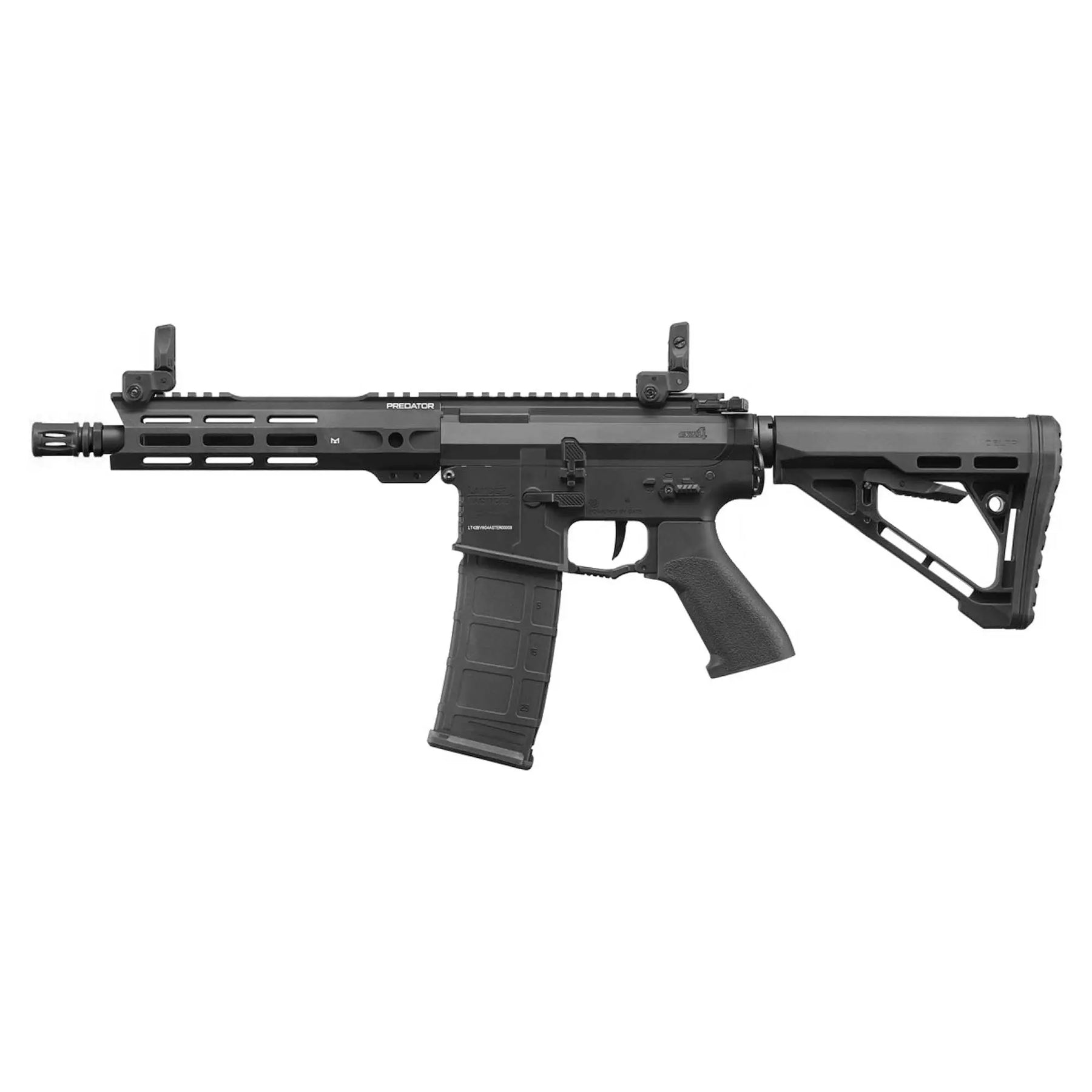 Réplique airsoft Lancer Tactical Gen 4 Predator 8.25" CQB, AEG avec MOSFET ASTER II Bluetooth, corps métal noir mat, garde-main M-LOK CNC, haute précision, manœuvr