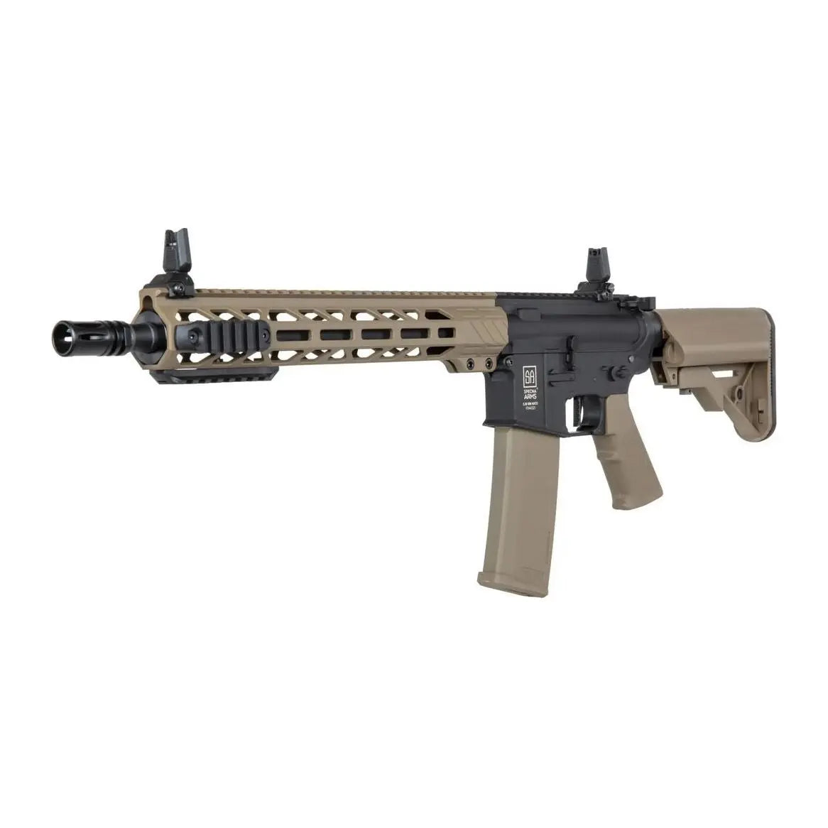 "AEG SA-F09 FLEX HAL ETU noire et tan, pack complet lipo, airsoft, polycarbonates, longueur ajustable, gearbox V2, système ESA, 310 fps, chargeur M4, modes de tir programm