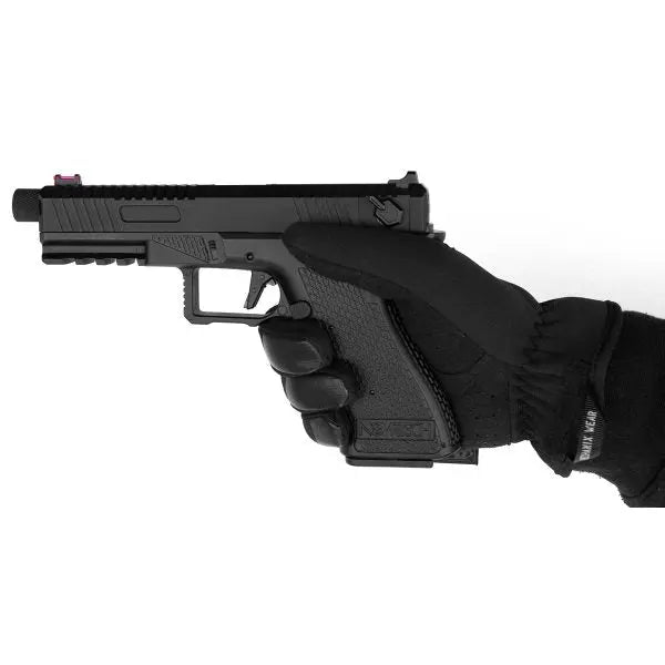 "Réplique airsoft AEP SSE18 Full Auto électrique Gen. 2, design inspiré SSP18, batterie LiPo, haute précision, inclut silencieux, hop-up réglable, glissière en métal, compatible étuis Glock