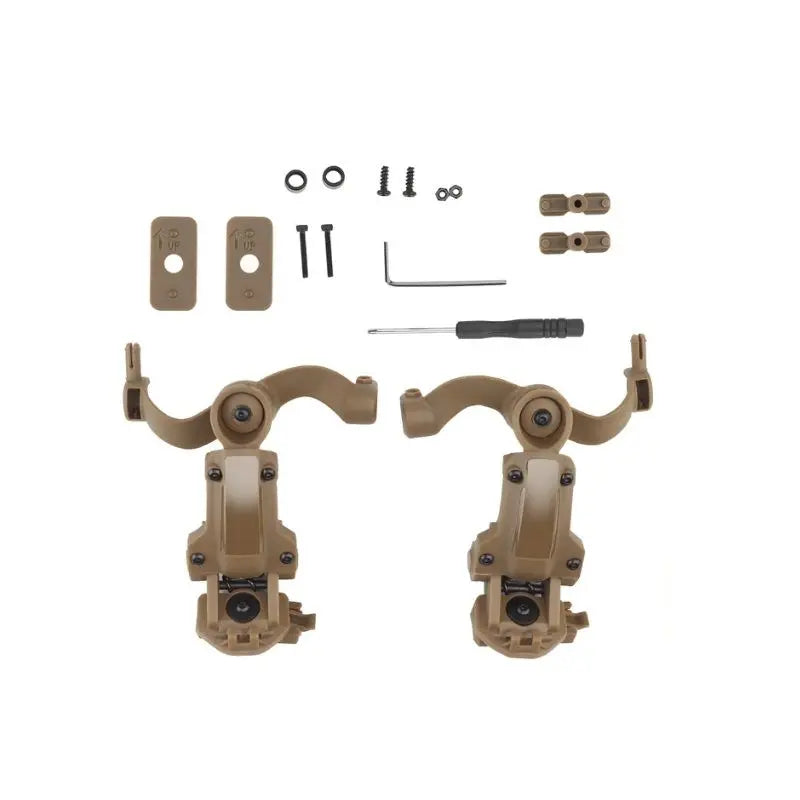 Adaptateur de rail de casque tactique multi-angle Tan, matériau ABS, rotation 360°, compatible FAST, OPS Core ARC, Team Wendy M-LOK, idéal pour jeux tactiques, entraînement tir, accessoires cinéma.