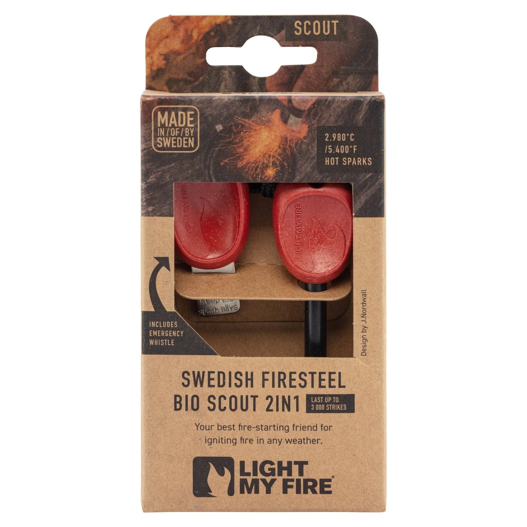 Allume-feu Scout Bio Plastic - Firesteel 2.0 : allume facilement feu avec étincelles à 3100°, écologique, fabriqué en biomasse, résistant à l'eau. Idéal pour camping et survie.