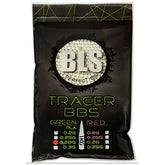 Balles de tracer biodégradables vertes de 0,25g par BLS dans un sac de 1kg, idéales pour les canons de précision et recommandées par les joueurs exigeants.