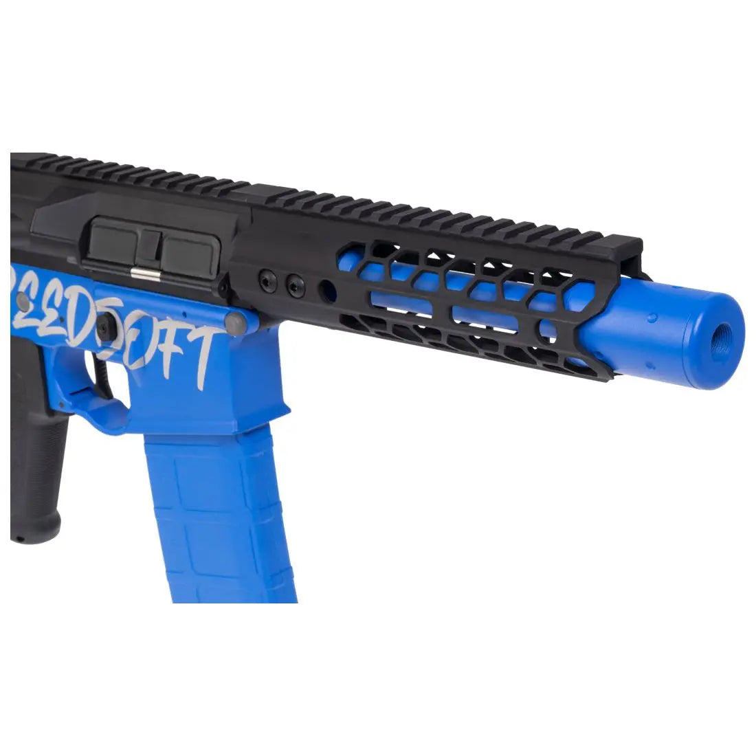 Pack complet BUSHIDO CHUGI Speedsoft Saigo Defense avec réplique airsoft AEG full métal M4 CHUGI Noir et Bleu, détente électronique, joint Macaron 50° Maple Leaf et