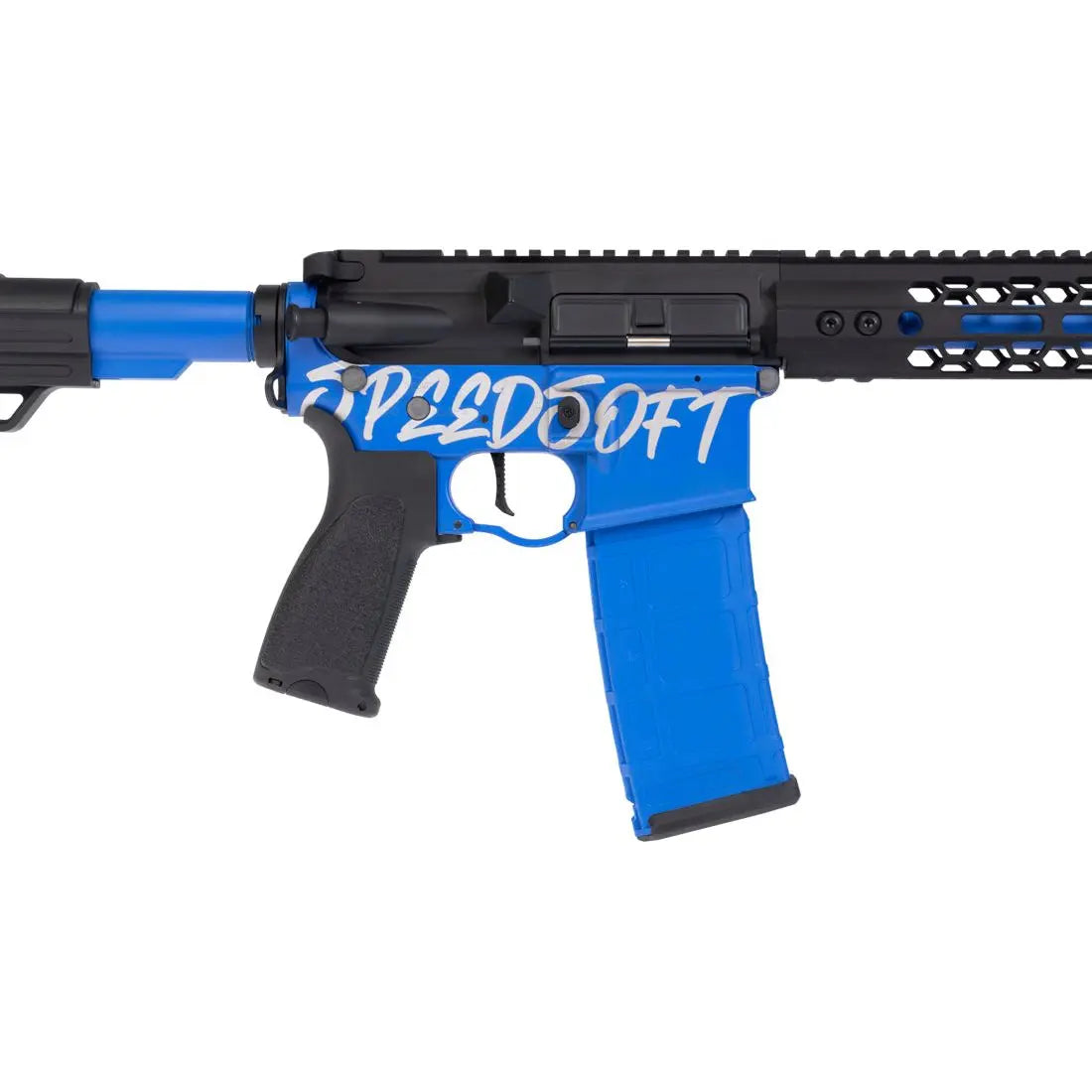 Pack complet BUSHIDO CHUGI Speedsoft Saigo Defense - réplique airsoft AEG full métal M4 CHUGI Noir et Bleu avec détente électronique, joint Macaron 50° Maple Leaf,