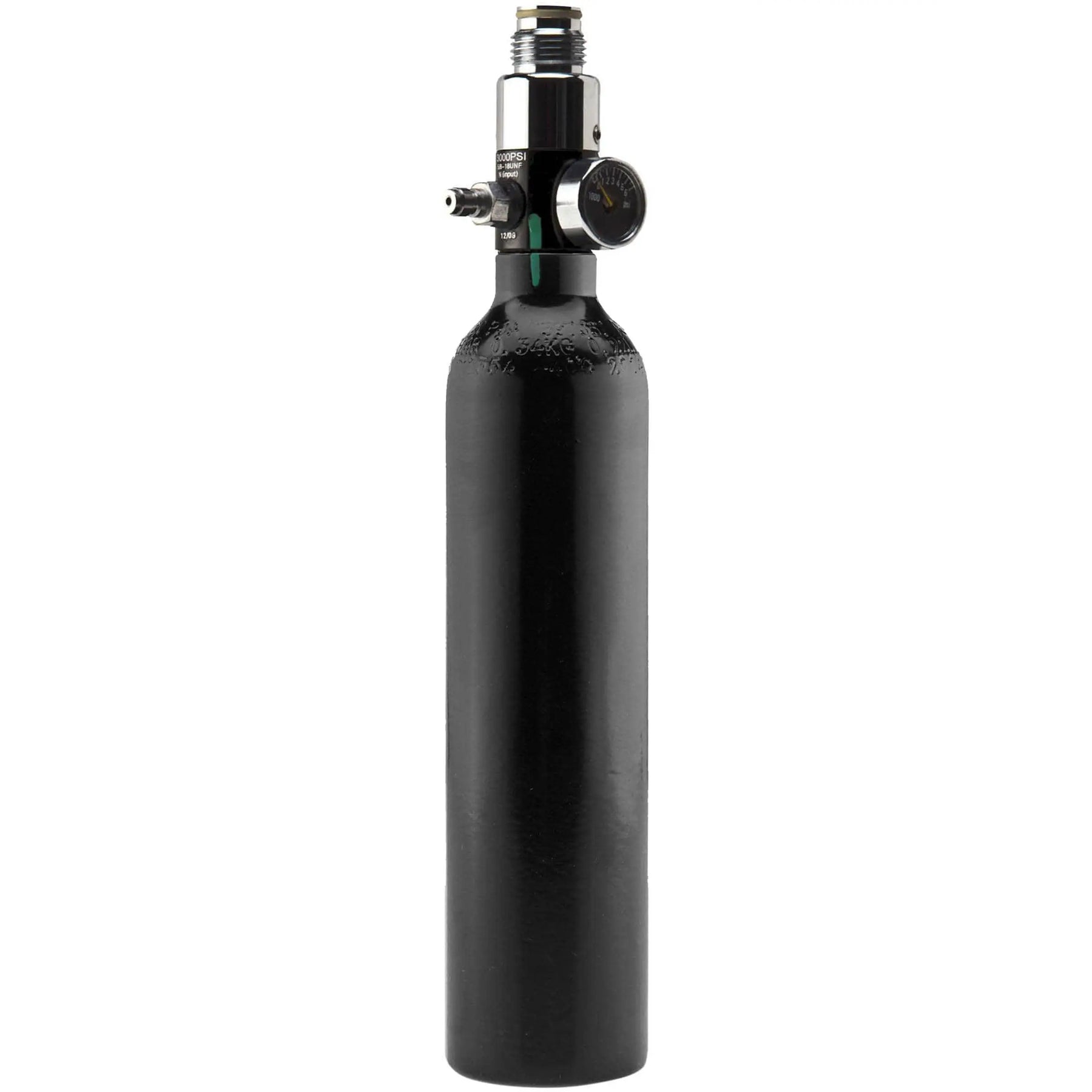 Alt text: Bouteille Aluminium 0.2L Dye avec régulateur 3000 psi, conforme à la norme PI et pression de 200 bars