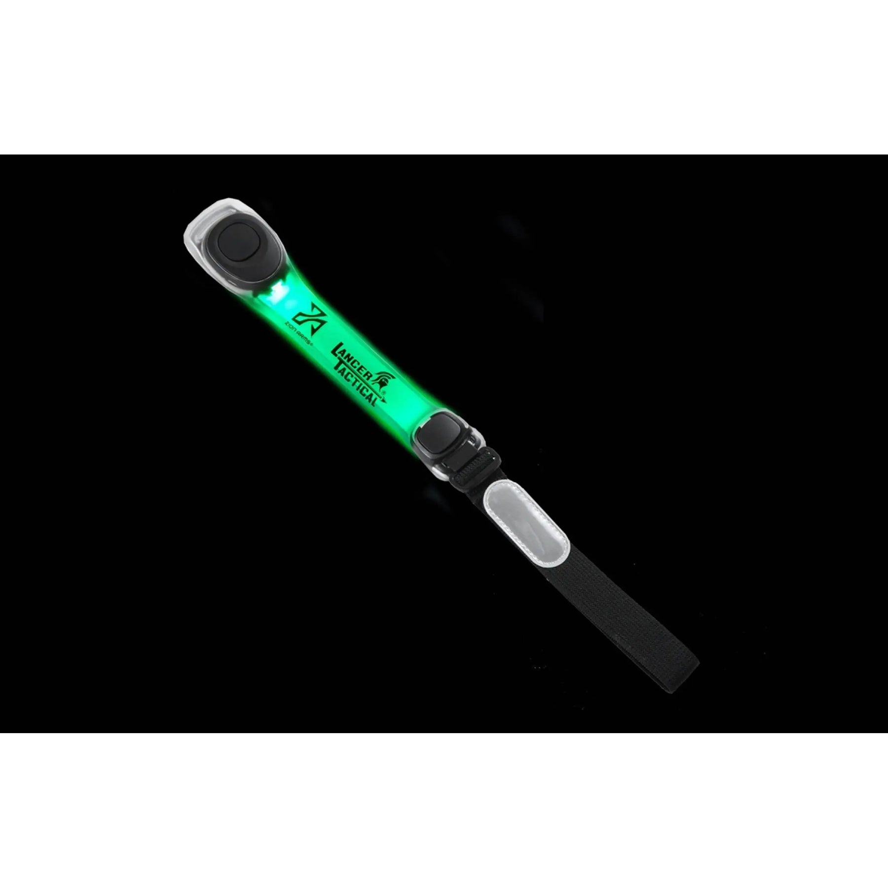 Brassard LED Lancer Tactical x Zion Arms multicolore, réglable, avec lumière visible dans des environnements lumineux et une durée de vie de la pile de 72 heures.