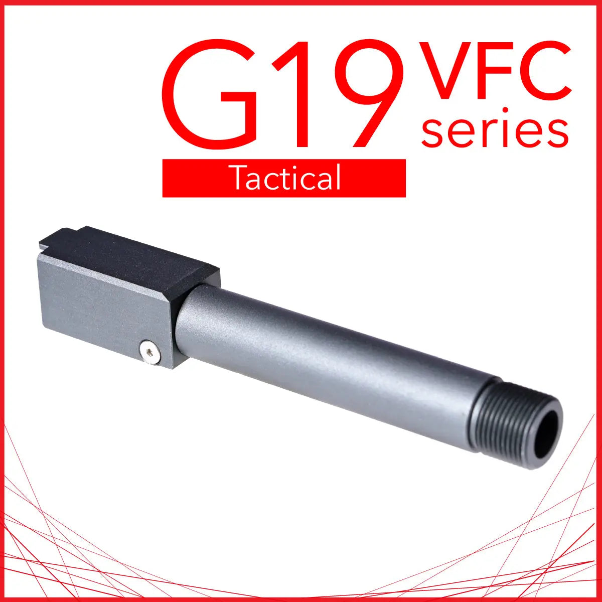 Canon externe GBB UX G17/G19 série fileté en aluminium et acier, couleur grise, longueur 110mm, poids 29g, compatible avec VFC / UX G17 Gen5