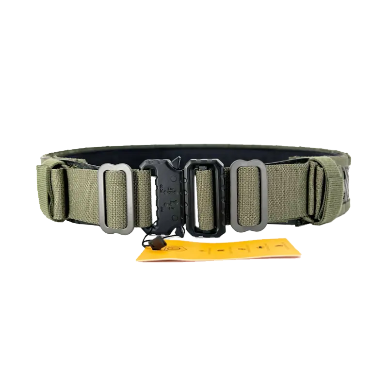 Ceinture CONQUER FL en ranger green, avec large plage de réglage, double point d'attache, polymère haute résistance, ultralégère et rigide, boucle QD haute résistance, bou