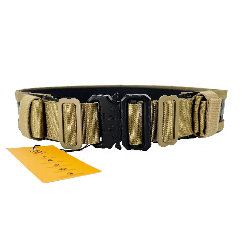 Ceinture Conquer FL en tan avec boucle QD haute résistance, ultralégère, rigide et interchangeable, trois tailles disponibles