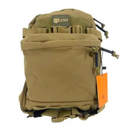 Conquer MOLLE backpack en couleur coyote brown avec plusieurs compartiments