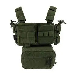 Conquer Tactical Mini Chest Rig in various colors, made of high-density nylon with adjustable straps and MOLLE webbing