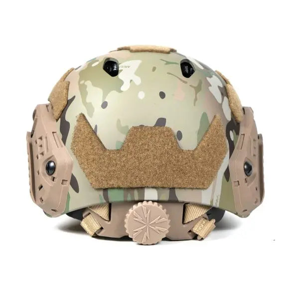 Casque Fast Premium Multicam léger et solide avec rembourrage confortable, NVG en métal, compatible avec unité anti-brouillard, crochets élastiques, trous d'aération, entièrement ré