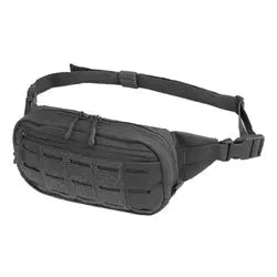 Ceinture banane tactique laser cut en polyester 700D, compacte, avec système de fixation pour patchs, deux compartiments zippés et ceinture réglable