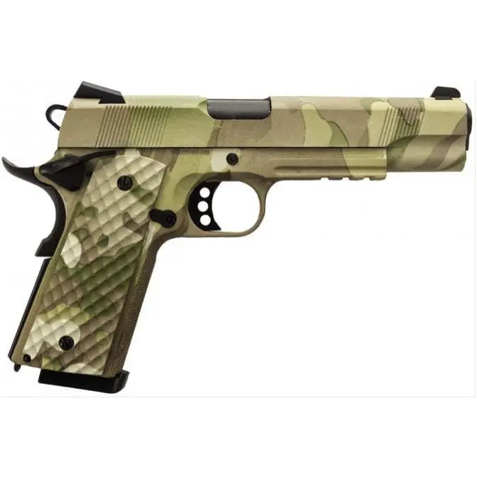 Réplique de Colt 1911 Camo full métal compatible gaz et Co2 avec grip texturé noir et sécurité ambidextre