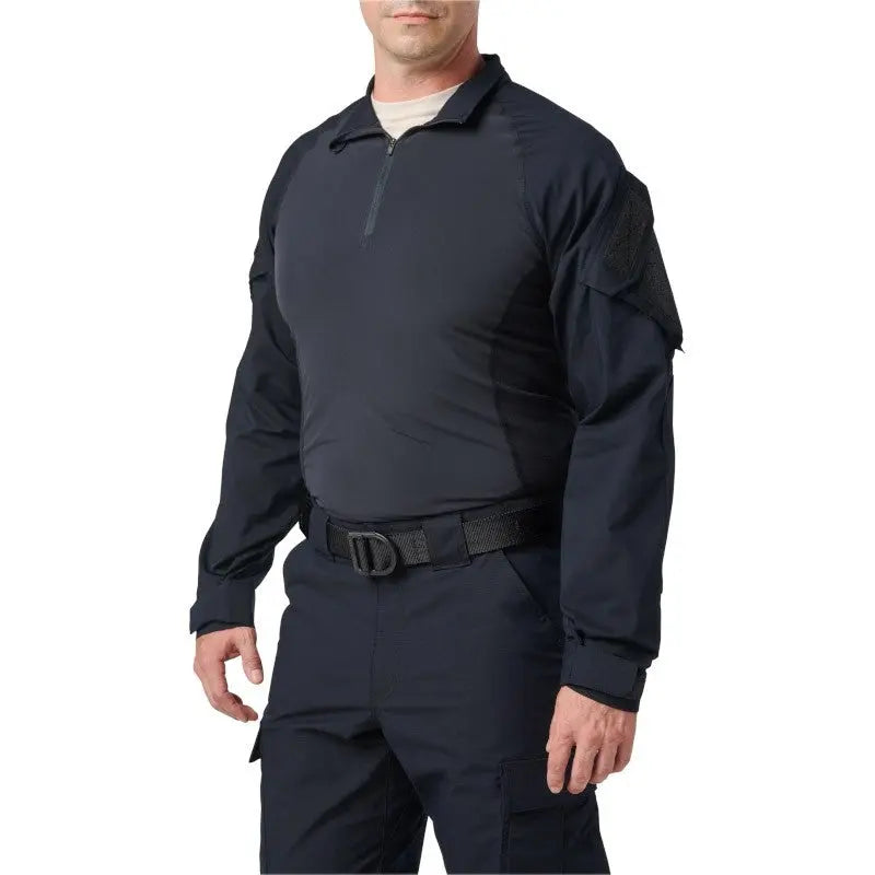 Chemise de combat Flex-Tac TDU Rapid Dark Navy 5.11 avec manches longues et protections en tissu Ripstop