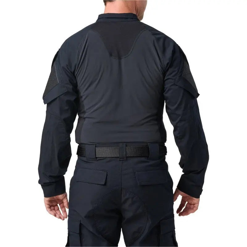 Chemise de combat Flex-Tac TDU Rapid Dark Navy 5.11 à manches longues, fermeture à glissière, tissu Ripstop, poches de manche, coudes renforcés,