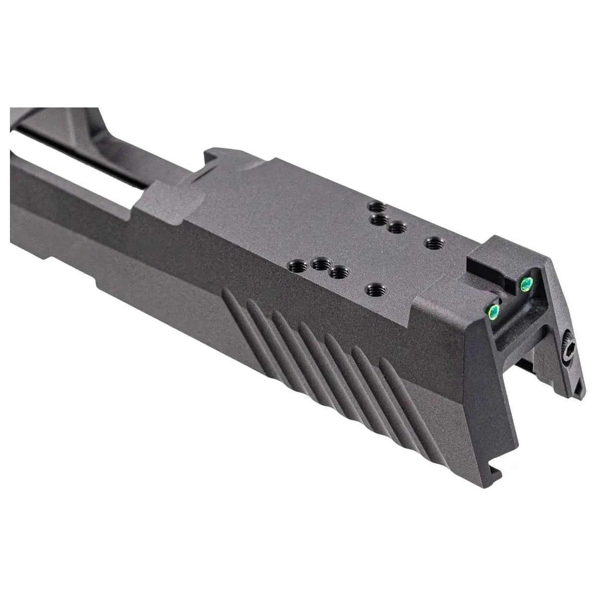 Image de la culasse compétition PH+ en aluminium couleur Grey pour SIG Sauer P320 / M17, prête à être montée, avec viseurs en fer à fibre optique