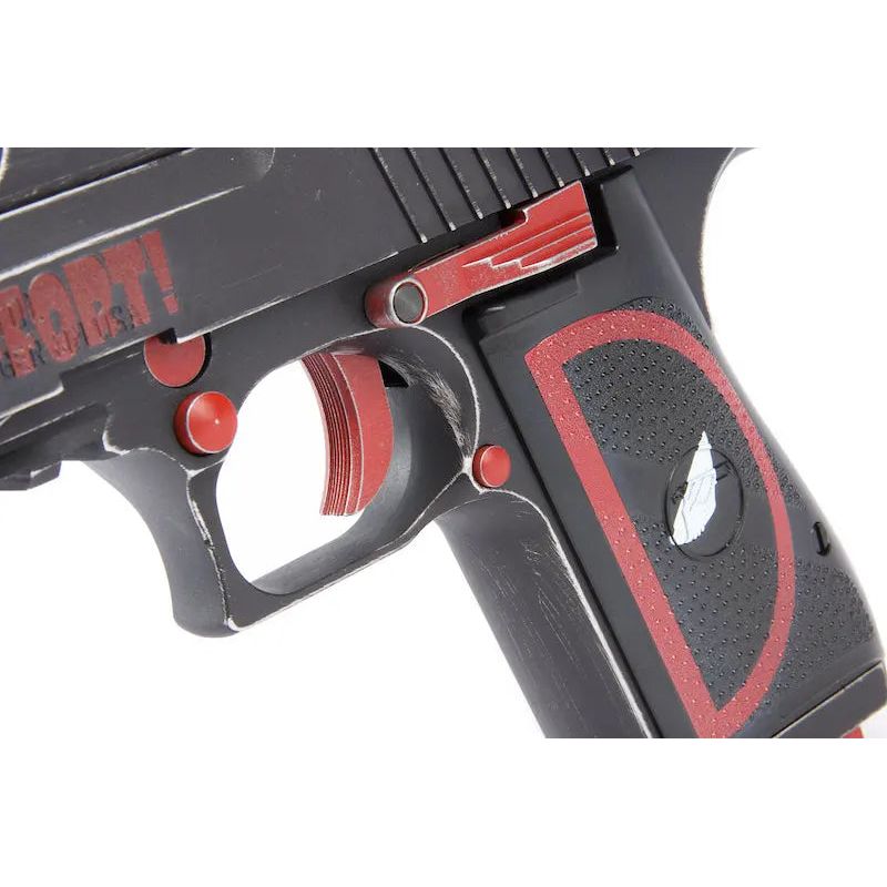 Balise alt SEO : "Réplique airsoft DeadPool Desert Eagle L6 .50AE par WE, version peinte, gaz blowback, hop-up ajustable, 27 coups, 350 fps, semi-automatique"