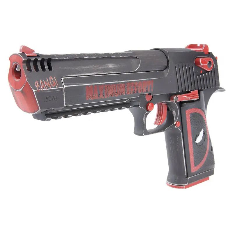 "DeadPool Painted Desert Eagle L6 .50AE GBB Airsoft Pistol by WE, 1,645g, 270mm, 27 rds, 350 fps, Green Gas, Adjustable Hop-Up, Semi Auto"