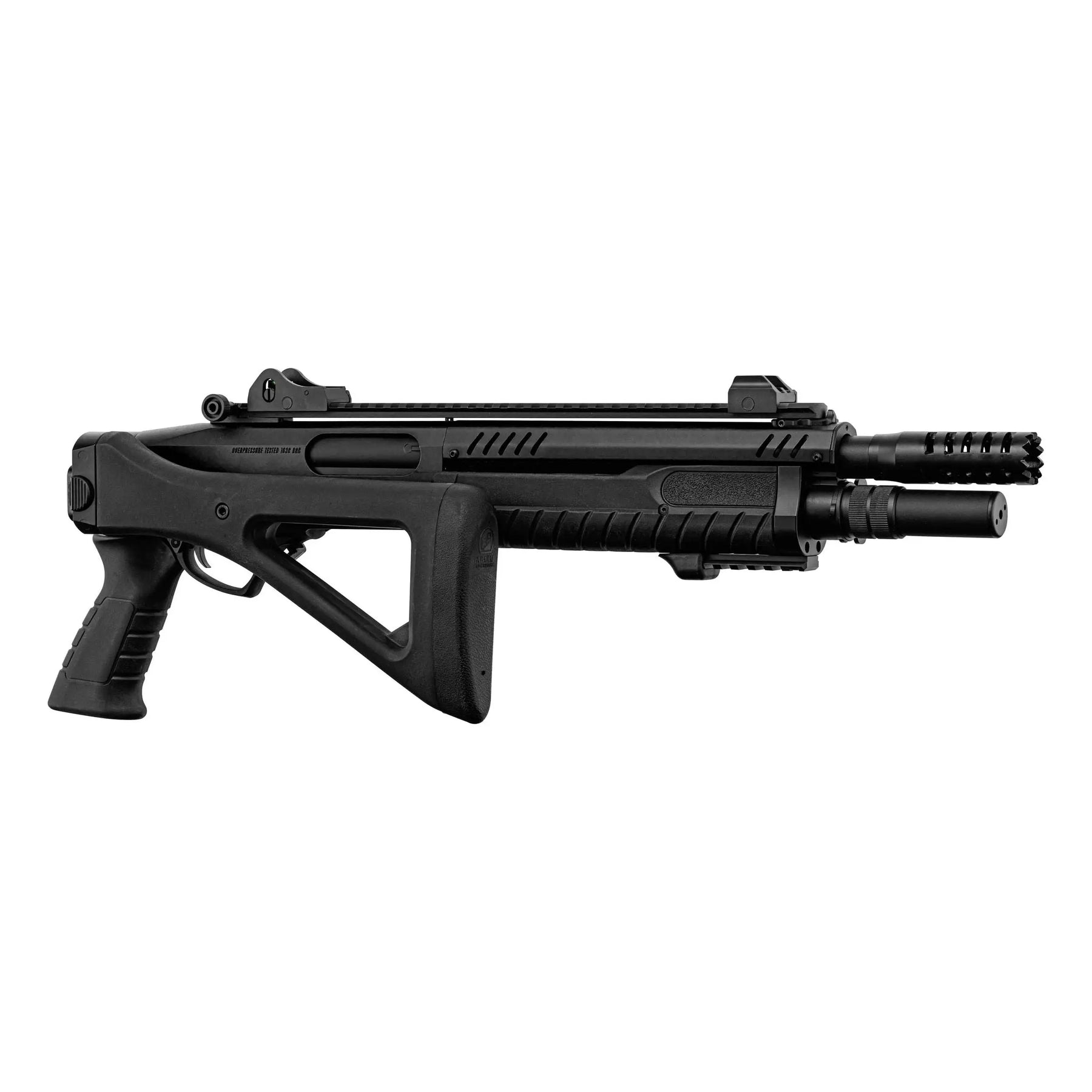 Réplique officielle du fusil à pompe FABARM STF12 Compact noir Gaz avec corps en métal et crosse rétractable