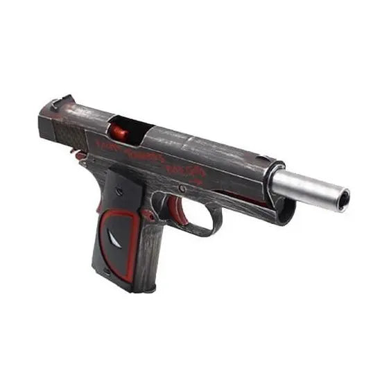 Réplique de pistolet GBB 1911 NE2201 Deadpool AW Custom avec marquages 'MAXIMUM EFFORT!', aspect vieilli, pièces renforcées en métal, réglage du hop-up et pu
