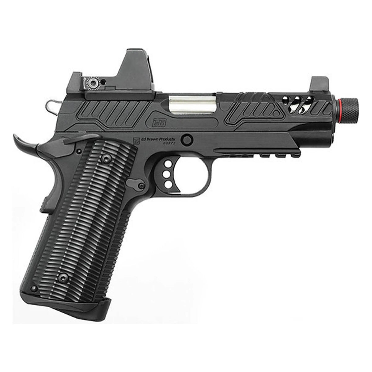 GBB PTS Zev Ed-Brown 1911 noir, un pistolet à gaz blowback haut de gamme compatible avec les optiques RMR et les viseurs à point rouge.