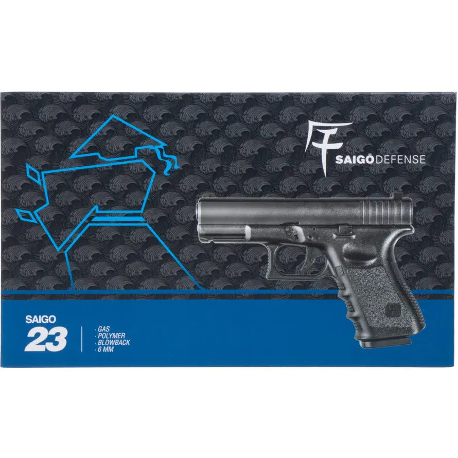 GBB Saigo Mk4 TYPE Glock23 Gaz Noir 6mm avec Blow Back et Hop Up, 800g, 188mm de longueur, fait en Abs metal, FPS: 280-300, Chargeur: 20