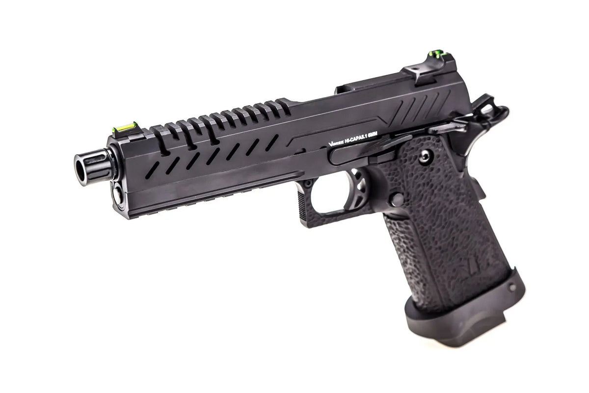 Réplique de pistolet GBB Hi-Capa 5.1 noir, 1,0J, avec ou sans point rouge, inspirée des armes de combat modernes, avec culasse métal ajourée,
