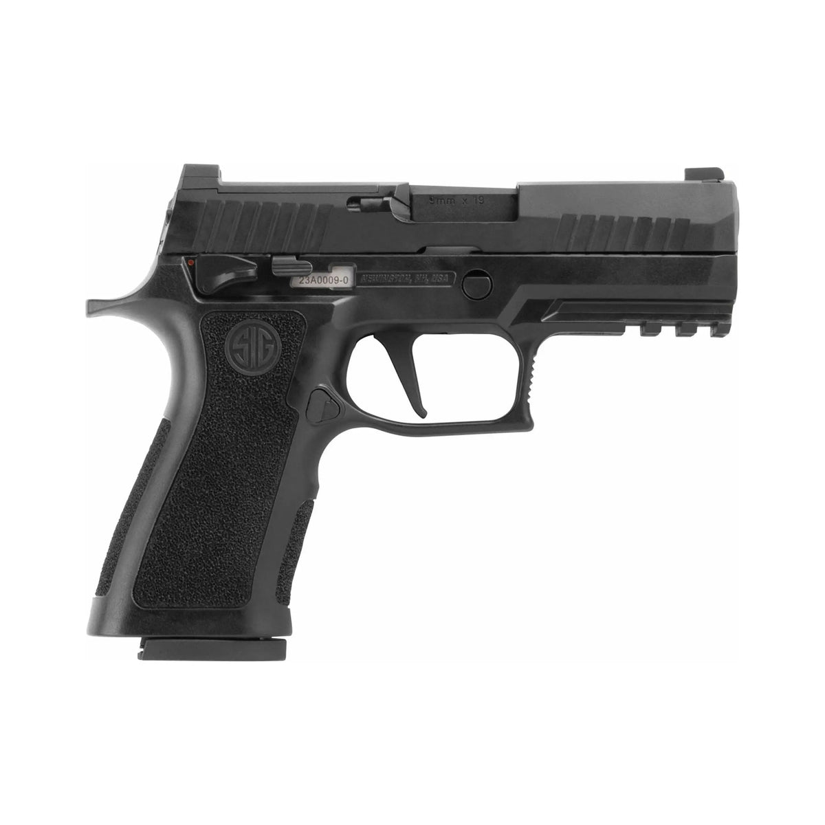 SIG SAUER P320 X Carry noir, pistolet airsoft à gaz GBB, culasse métallique blow-back, chargeur de 21 coups, grip texturé, poids de 797 grammes