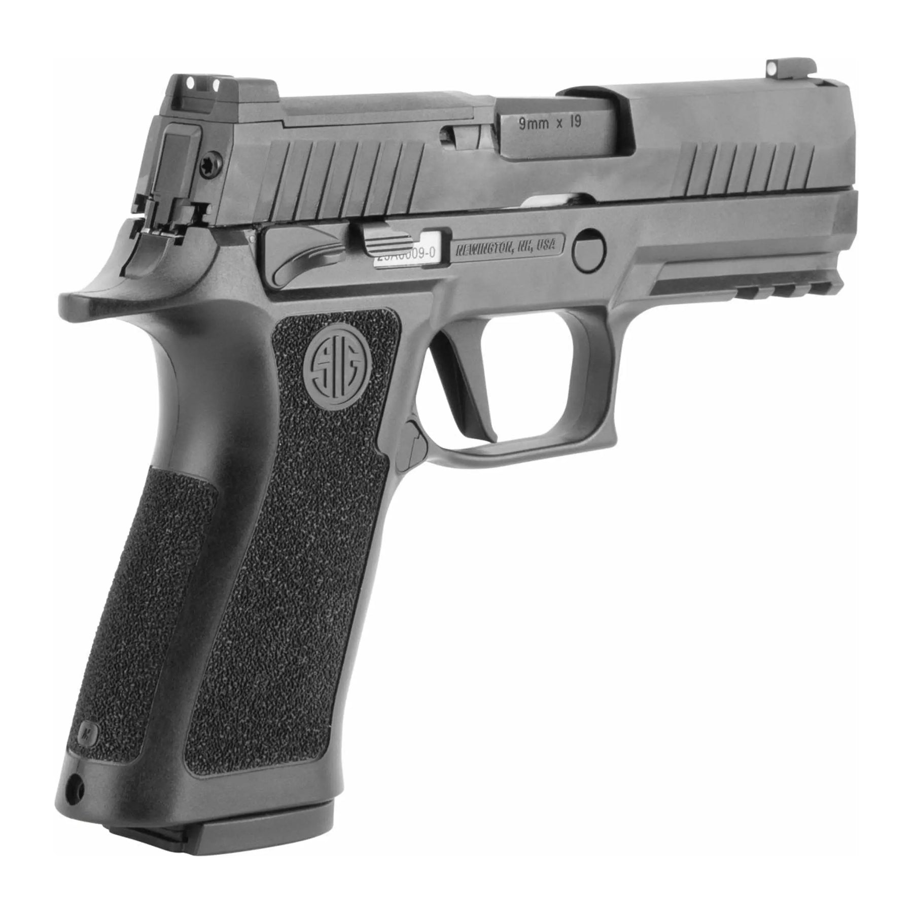 GBB gaz P320 X Carry SIG SAUER noir avec culasse blow-back full métal, grip texturé et chargeur de 21 coups