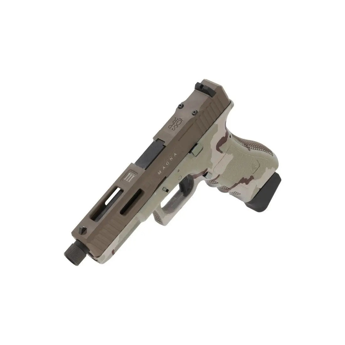 Gladius Magna III Custom 3 Color Desert Secutor Arms avec blow back, hop up, poids de 730g, FPS de 300-320, glissière CNC de haute qualité, RMR compatible, canon externe de
