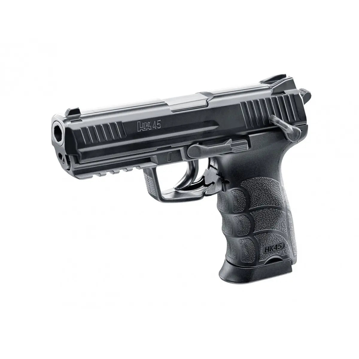 HK45 HK GNB CO2 Airsoft Gun avec culasse métallique, calibre 6mm, capacité de 15 coups, énergie maximale de 2 joules, longueur de 203mm, poids