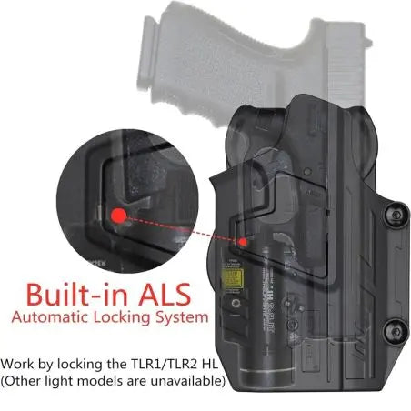 Vert transparent Mega-fit Holster Cytac universel pour pistolets semi-automatiques pleine grandeur et compacts avec lampe, point rouge et guidon haut