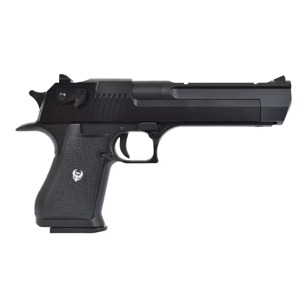 Desert Eagle à gaz HFC en résine ABS noire, avec chargeur métallique de 27 tours, Hop-Up réglable, longueur de 255mm et poids de 1110g