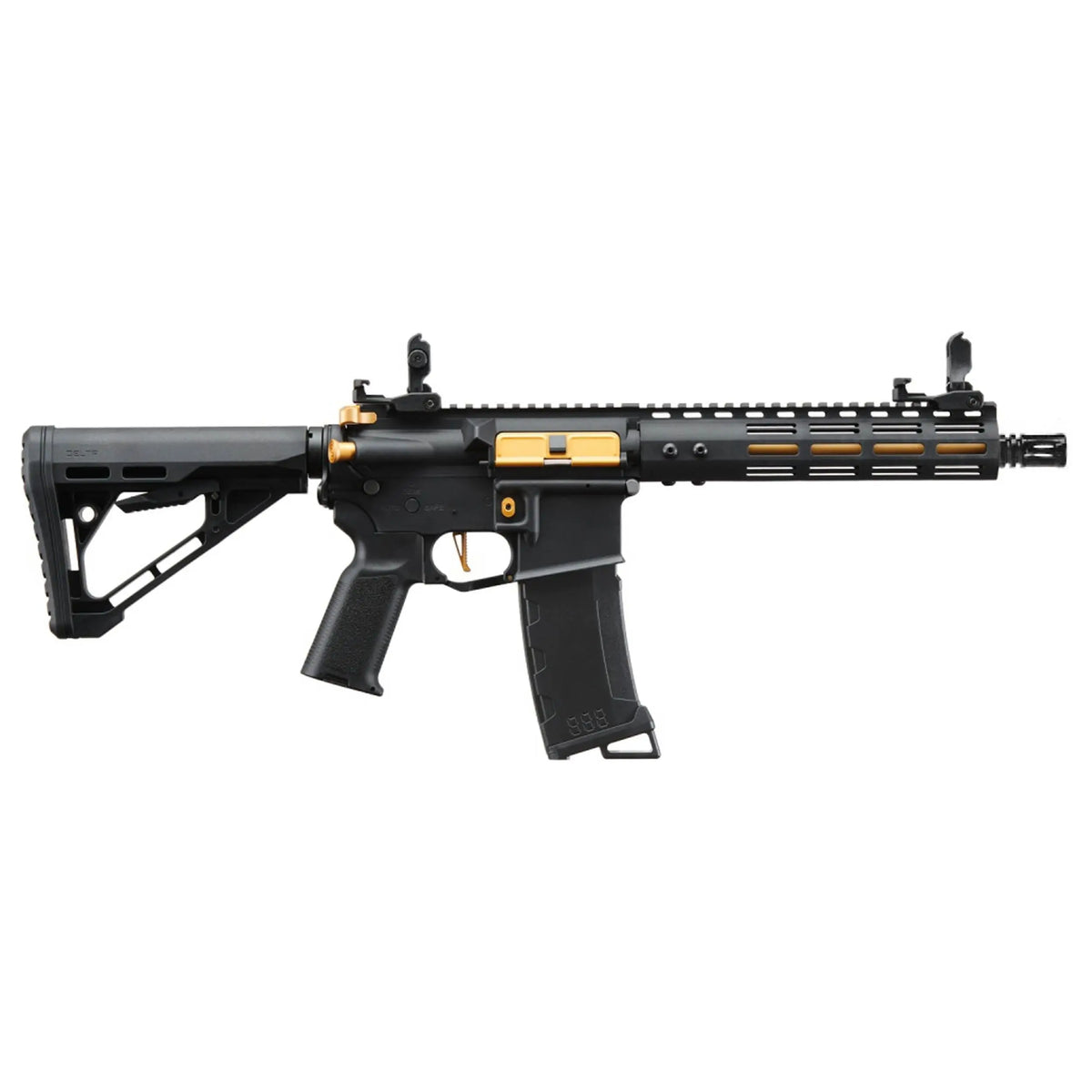 Gen 3 Archon 9 M-LOK M4 Airsoft AEG de Lancer Tactical en noir et or avec crosse Delta et corps en polymère de haute qualité