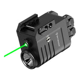 Image de la lampe tactique Skywoods L53A1F avec viseur laser vert, luminosité de 360 lumens, résistante à l'eau et aux chocs, dotée d'une batterie rechargeable