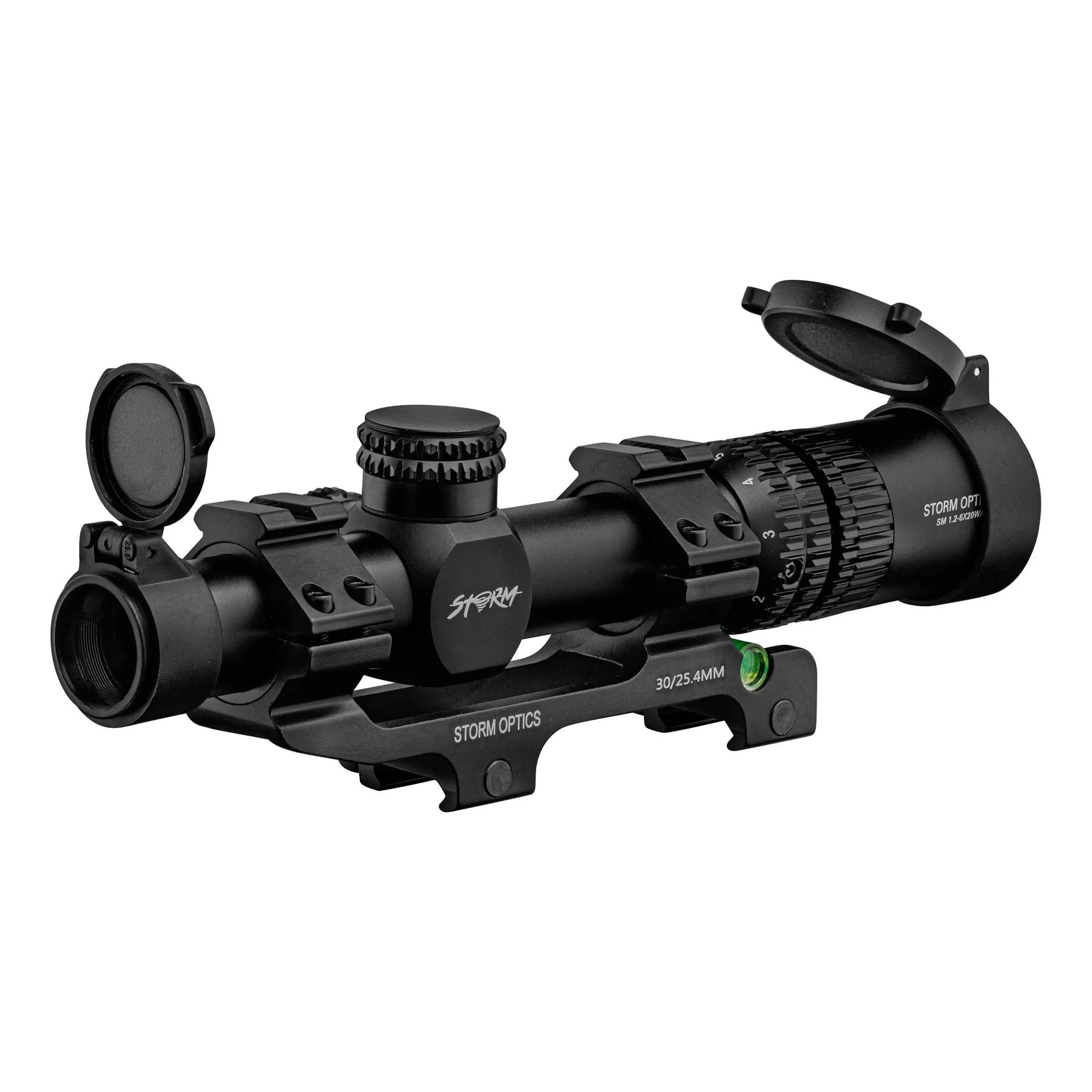 1.2-6x20WA Storm optics lunette avec rail de montage, montage Picatinny, tube de 30mm de diamètre, objectif de 35mm, résistant à l'eau et traitement anti-reflet