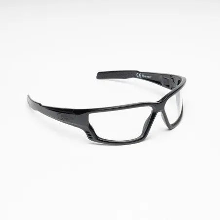 Lunettes de protection Conquer Zypher noires en polycarbonate avec certification EPI Catégorie 2, conception ergonomique, traitement antibuée et ajustement polyvalent