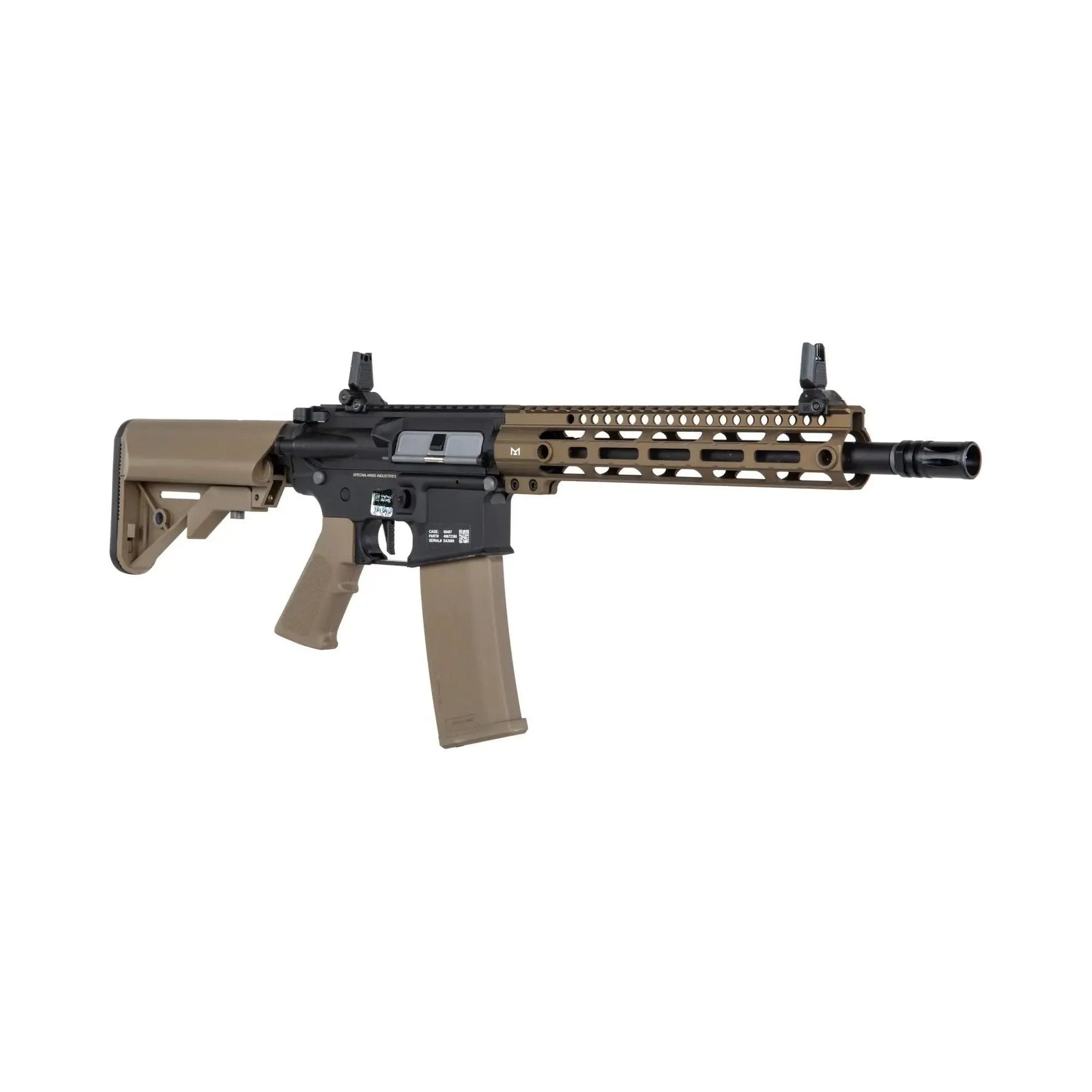 Carabine M4 SA-C20 CORE HAL CHAOS BRONZE en polycarbonates et métal avec une longueur de 685mm / 785mm et un poids de 2490g. Equipée d'un