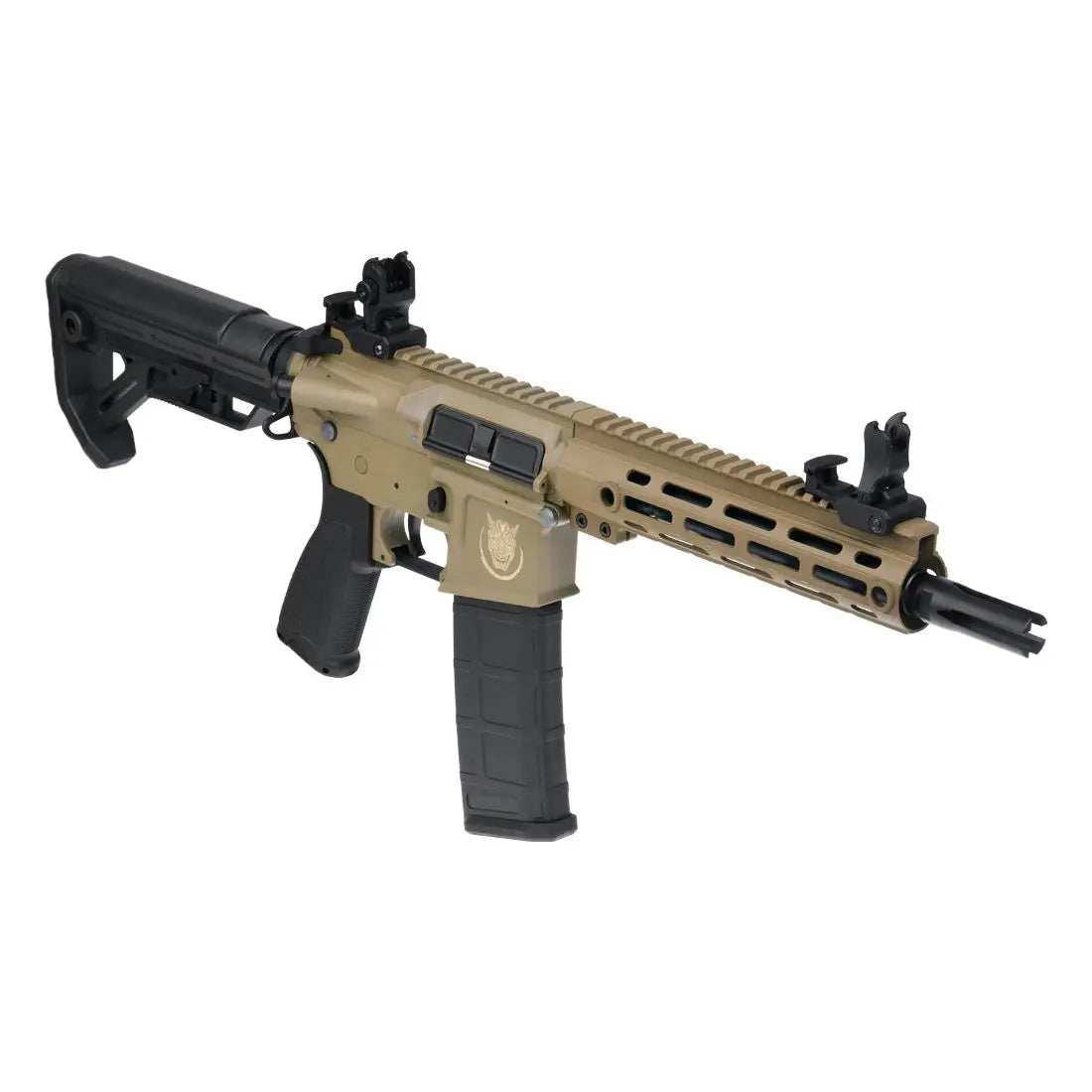 Alt image de M4 SAIGO Shinobi Tan non blow back, avec hop up, poids de 2000g, longueur de 750mm, en polymère, FPS de 330 et chargeur de 130 rds