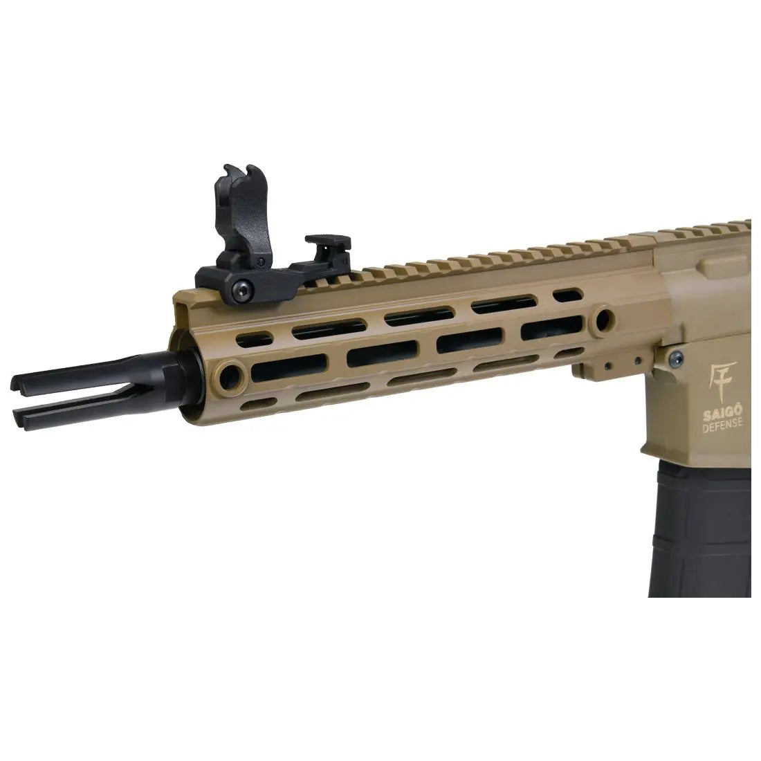 SAIGO Shinobi Tan M4 airsoft gun, non-blow back, with hop up, weight 2000g, length 750mm, made of polymer, 330 FPS, 130 rounds magazine
