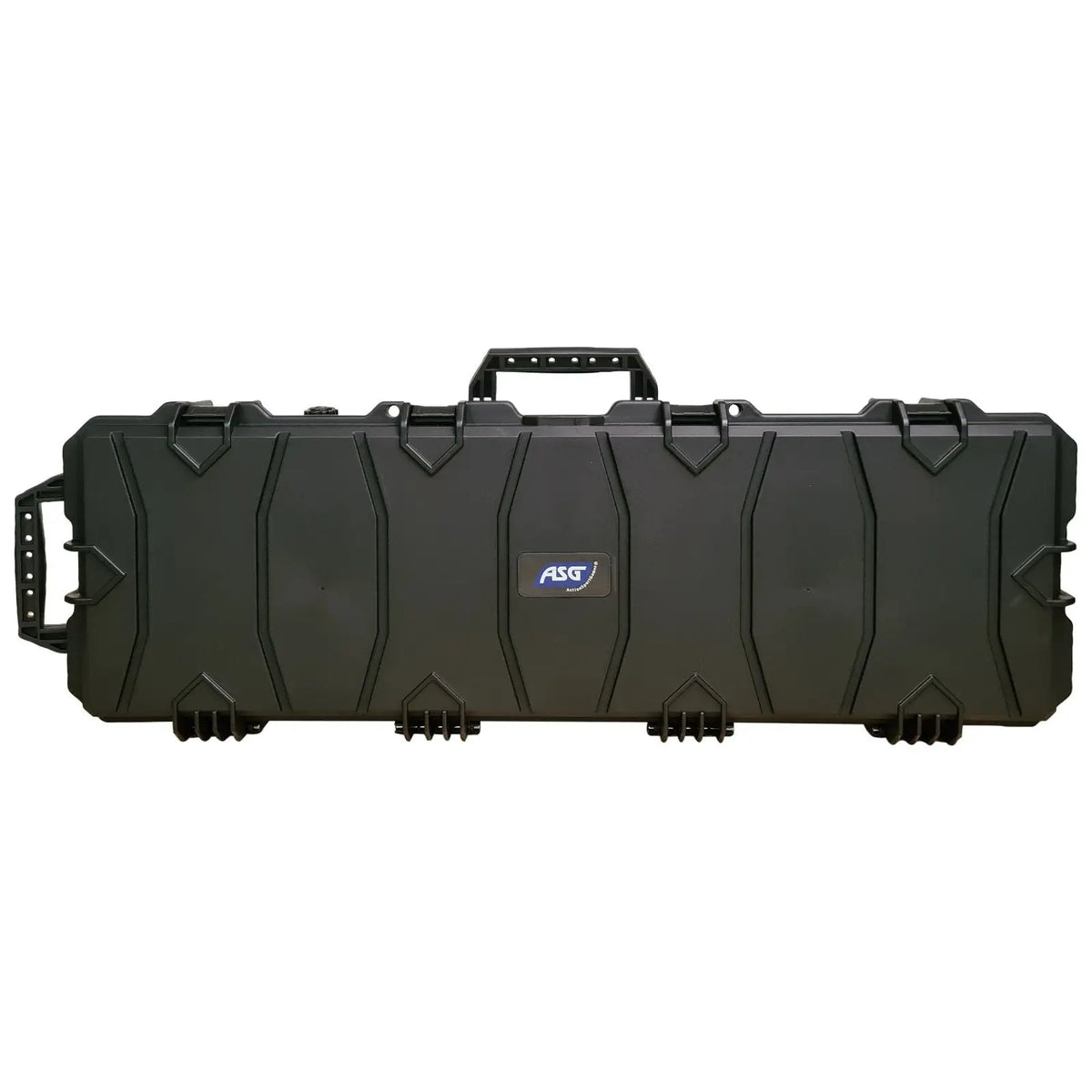 Mallette rigide en PVC ASG de 100cm, empilable avec fermeture par fermoir, mousses pré-découpées, poignées à charnières, charnières à goupille en