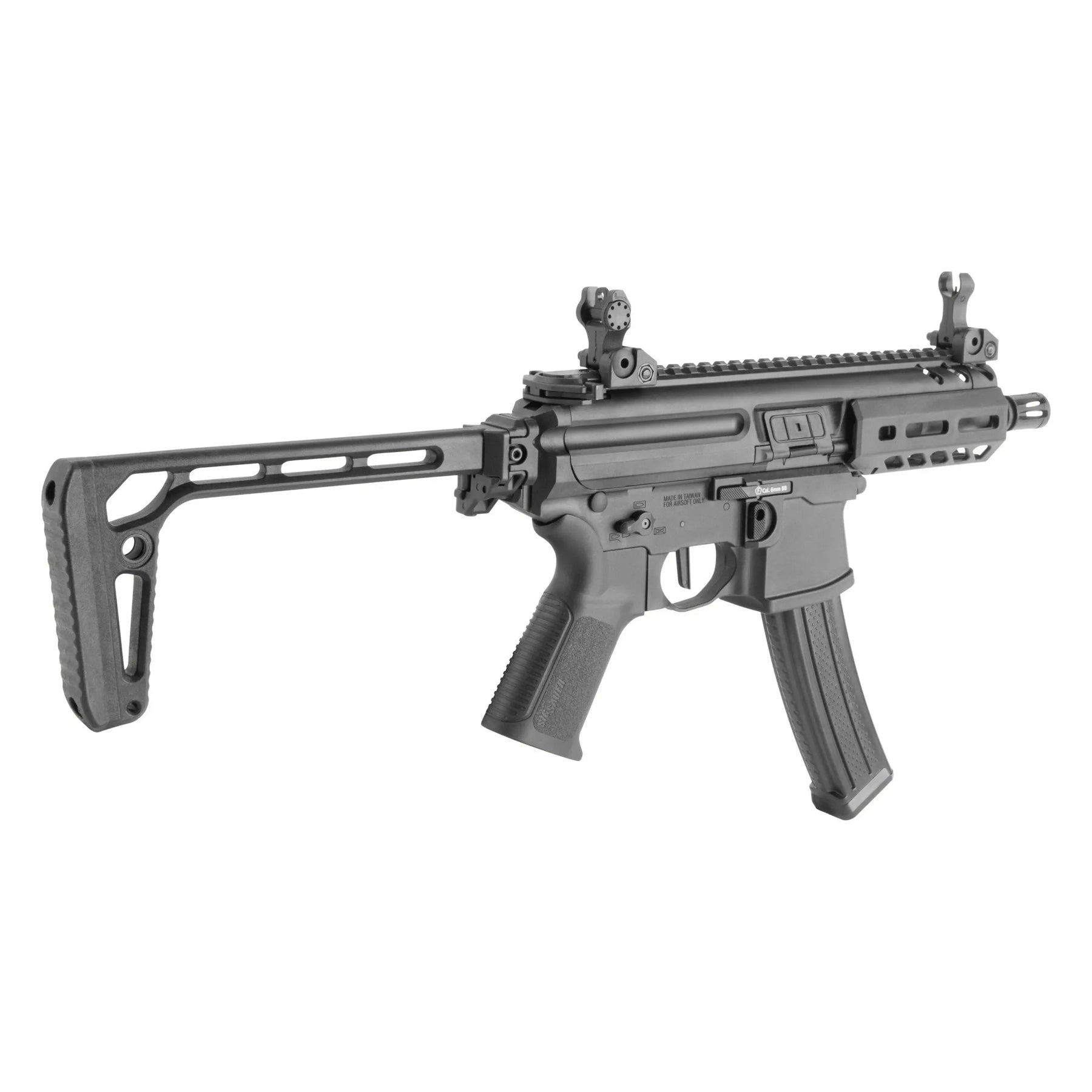 Réplique airsoft Sig Sauer MPX K avec marquages authentiques, polymère de nylon léger, garde-main M-LOK, gearbox métal et compartiment à batterie spacieux