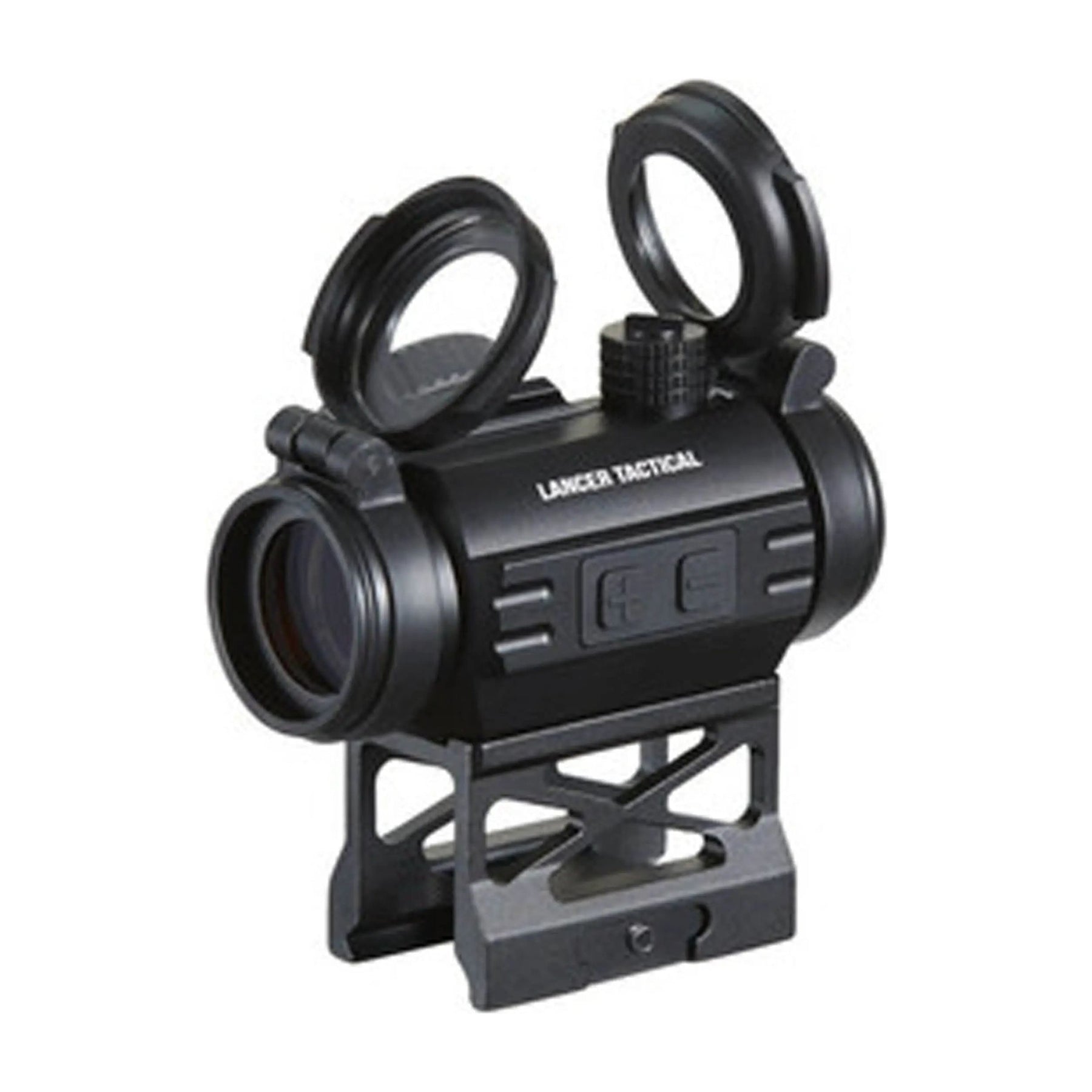 Micro Dot Lancer Tactical avec montage haut, idéal pour l'airsoft, résistant aux chocs et à l'antibuée, construit en alliage d'aluminium avec lentille anti-rayures et anti-reflets.