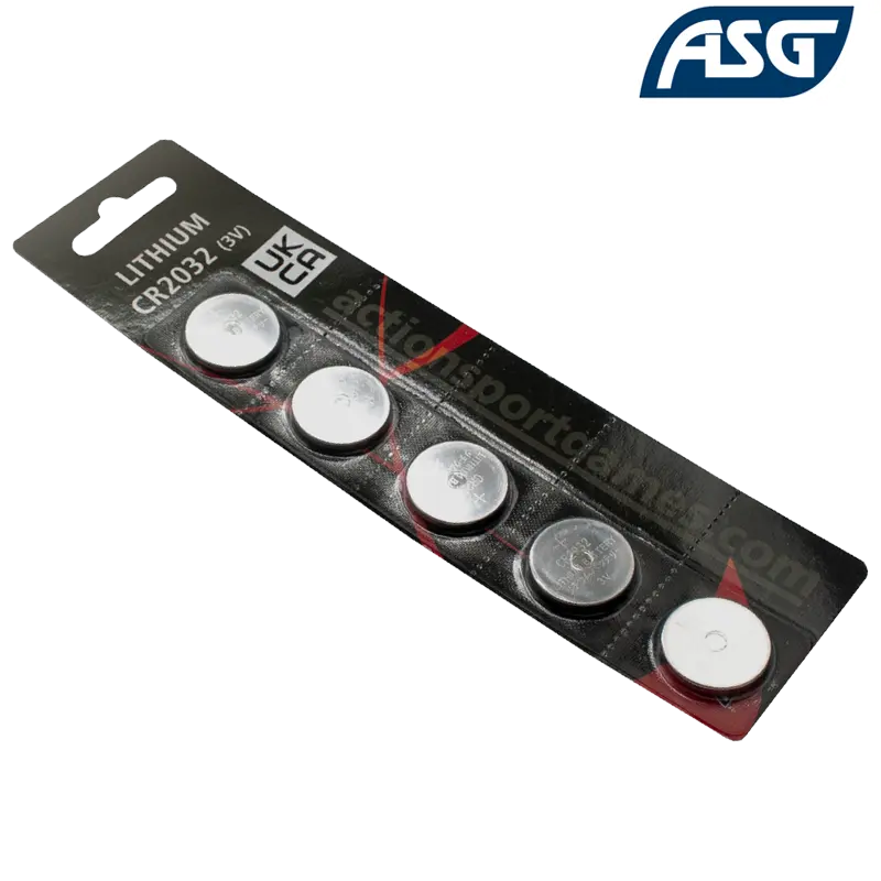 Pack de 5 piles lithium 3V CR2032 sans mercure pour optiques de visées et accessoires - ASG