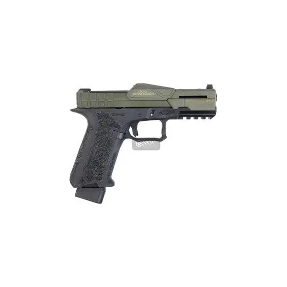 Pistolet GBB XG8-PB Poseidon avec glissière et corps en polymère renforcé, précision interne du canon en laiton, système de tir semi et auto, et adaptateur 14CCW/