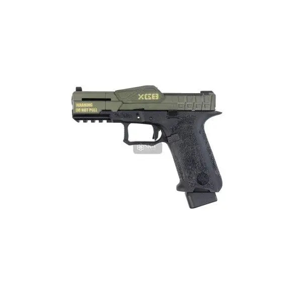 Pistolet GBB XG8-PB Poseidon avec glissière et corps en polymère renforcé, vitesse de 290-320fps, capacité de chargeur de 26 billes, et système breveté